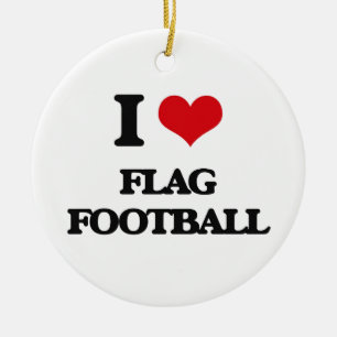 Décoration En Céramique J'aime le football de drapeau