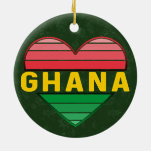 Décoration En Céramique J'aime le Ghana, le coeur ghanéen