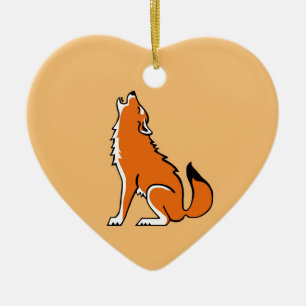 Décoration En Céramique J'aime les LOUPS rouges - Amoureux des animaux - F