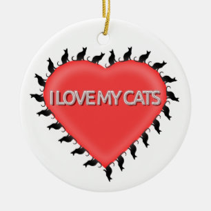 Décoration En Céramique J'Aime Mes Chats