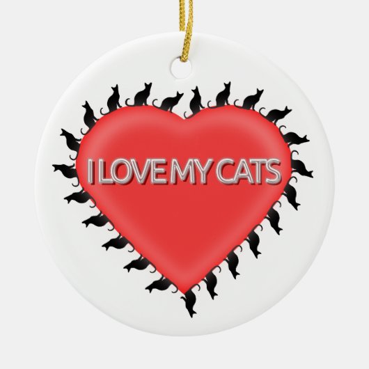 Décoration En Céramique J'Aime Mes Chats (Devant)