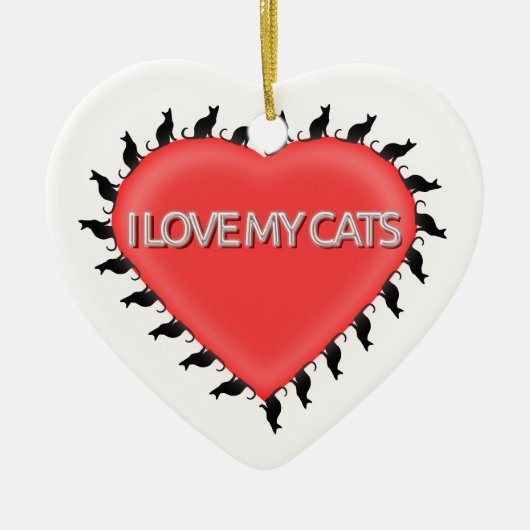 Décoration En Céramique J'Aime Mes Chats (Devant)