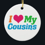 Décoration En Céramique J'Aime Mes Cousins<br><div class="desc">J'Aime Mes Cousins. Un cadeau de cousin mignon pour la famille.</div>