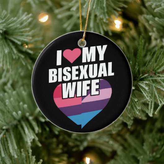 Décoration En Céramique J'Aime Mon Bisexuel Femme Bi Pride Bisexual Drapea (Arbre)