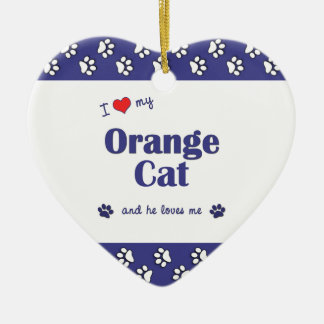 Décoration En Céramique J'aime mon chat orange (le chat masculin)