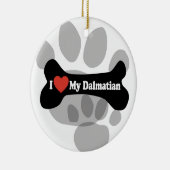 Décoration En Céramique J'aime mon Dalmate - os de chien (Droite)