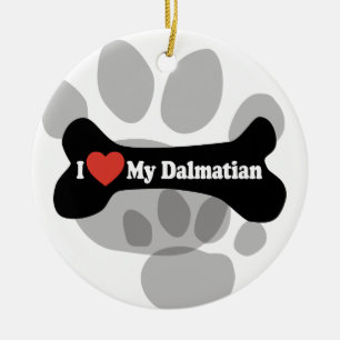 Décoration En Céramique J'aime mon Dalmate - os de chien
