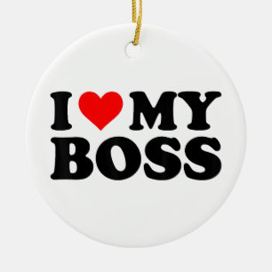 Décoration En Céramique J'Aime Mon Patron Funny Red Heart Boss Je Coeur Me