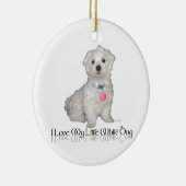 Décoration En Céramique J'Aime Mon Petit Chien Blanc - Maltais ! (Droite)