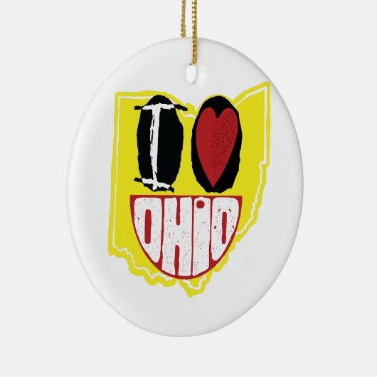 Décoration En Céramique J'Aime Ohio Sourire Un Visage Heureux (Droite)