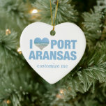 Décoration En Céramique J'Aime Port Aransas<br><div class="desc">J'adore le décor de Noël de Port Aransas avec une photo en forme de coeur mignon du bord de mer du Texas. De belles eaux côtières de l'océan me rendent heureux en vacances d'été. Un cadeau de gardien mignon.</div>