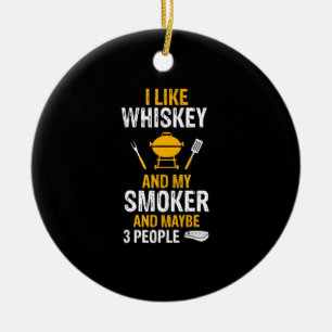 Décoration En Céramique J'Aime Whiskey My Smoker 3 Personnes BBQ Drôle