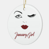 Décoration En Céramique Janvier Fille Yeux mignonnes lèvres rouges Wink An (Gauche)