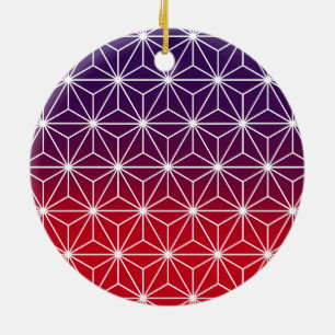 Décoration En Céramique Japanese Asanoha Traditional Print Red & Purple