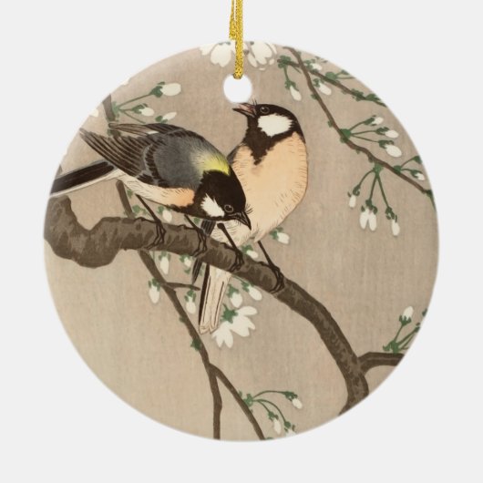 Décoration En Céramique Japonais Asiatique Koson Bird Chickadee Songbird (Dos)