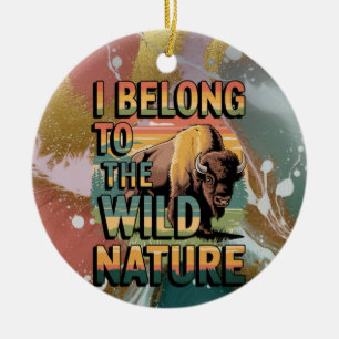 Décoration En Céramique J'Appartiens Aux Amateurs De Bisons Nature Sauvage