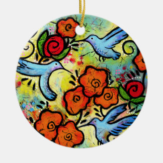 Décoration En Céramique Jardin des colibris de Whimsical Oiseau coloré