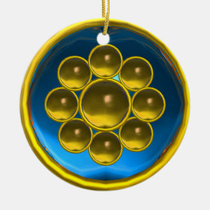 DÉCORATION EN CÉRAMIQUE JAUNE BLEU GEMSTONE MON