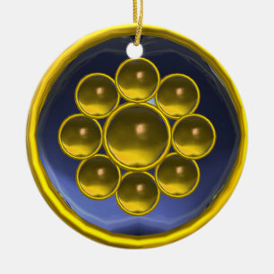 DÉCORATION EN CÉRAMIQUE JAUNE BLEU GEMSTONE MON