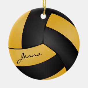 Décoration En Céramique Jaune doré et noir personnalisent le volley-ball 