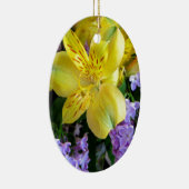 Décoration En Céramique Jaune et Fleurs Lilac Violettes (Droite)