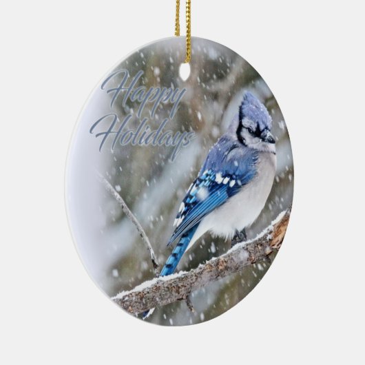 Décoration En Céramique Jay Bleu en Noël de neige (Droite)