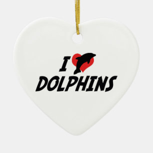 Décoration En Céramique Je aime dauphins à coeur - Amateur de dauphins