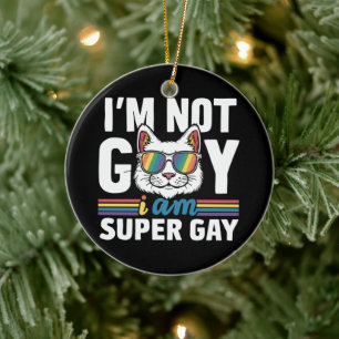 Décoration En Céramique Je ne suis pas gay, je suis super gay LGBT Gay Pri
