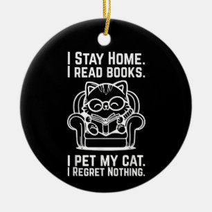 Décoration En Céramique Je reste à la maison Je lis des livres Je caresse 