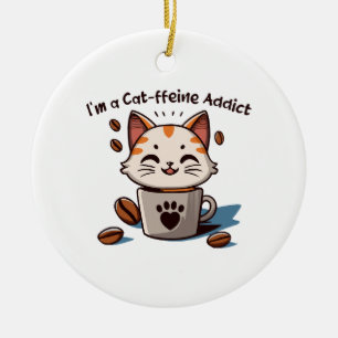 Décoration En Céramique Je suis accro à la Cat-fféine