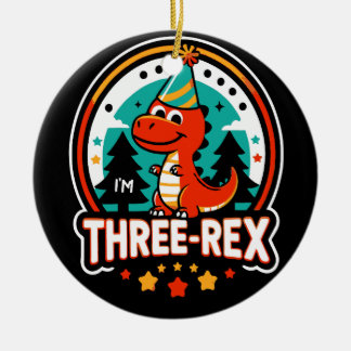 Décoration En Céramique Je suis trois Rex Cute Dinosaur pour la 3ème fille