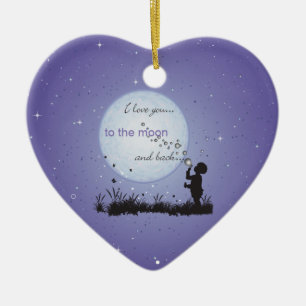Décoration En Céramique Je t'aime à la lune et aux cadeaux De