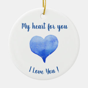 Décoration En Céramique Je t'aime Coeur Bleu mignon Saint Valentin