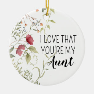 Décoration En Céramique Je t'aime, tu es ma tante Fleur cadeau