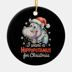 Décoration En Céramique Je Veux Un Hippopotame Pour Noël Noël Noël Fêtes