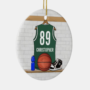Décoration En Céramique Jersey de basket-ball blanc vert personnalisé