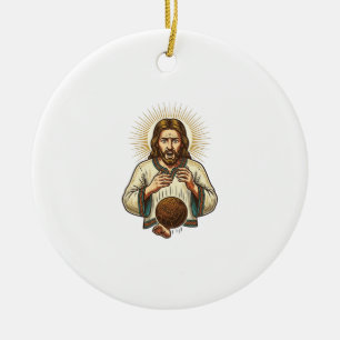 Décoration En Céramique Jésus a laissé tomber un lourd ballon de médecine