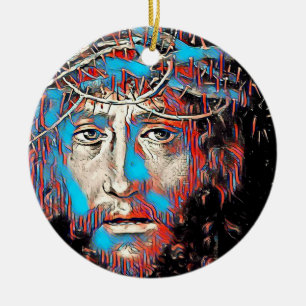 Décoration En Céramique Jésus-Christ portant une couronne épaisse Peinture