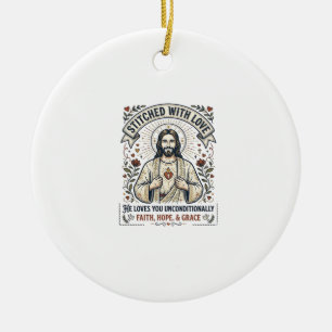 Décoration En Céramique Jésus Couture Tricotage Chemise Graphique Chrétien