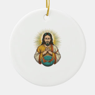 Décoration En Céramique Jésus déçu Ballon de sport dégonflé Échec de gym
