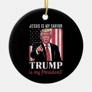 Décoration En Céramique Jésus est mon sauveur Trump est mon président élec