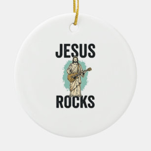 Décoration En Céramique Jésus joue de la guitare gravure chrétienne vintag