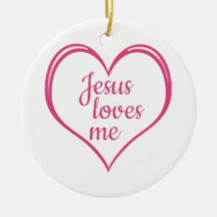 Décoration En Céramique JÉSUS M'AIME dans le cœur