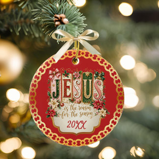 Décoration En Céramique Jésus rouge chrétien est la raison de la saison