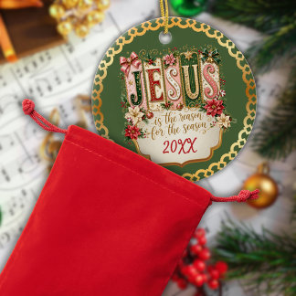 Décoration En Céramique Jésus vert chrétien est la raison de la saison