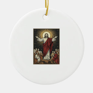 Décoration En Céramique Jésus vintage gloire radieuse gravure chrétienne D