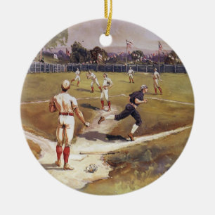 Décoration En Céramique Jeu de baseball sportif vintage par Henry Sandham