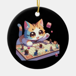 Décoration En Céramique Jeu de société Chat qui lance les dés