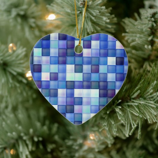 Décoration En Céramique Jeu vidéo Pixels Carré bleu Motif (Arbre)