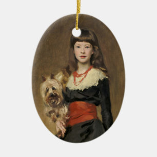 Décoration En Céramique Jeune fille au chien de Sargent Portrait de Beatri